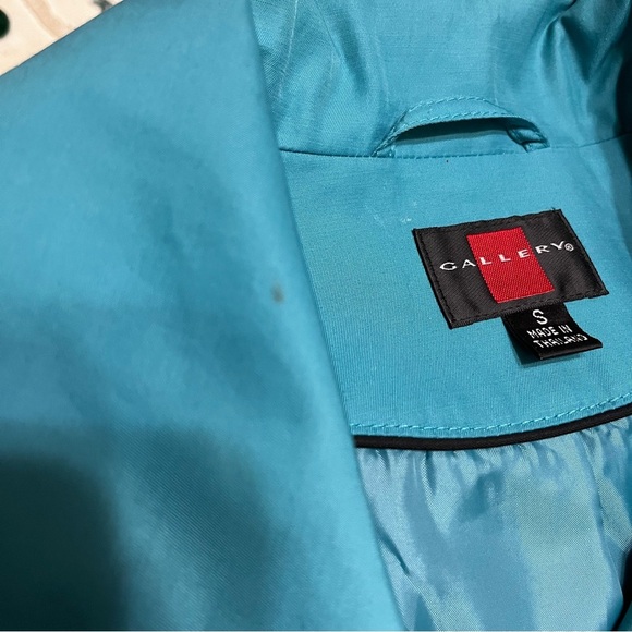 Gallery Raincoat Jacket Coat Women's Teal Blue Utility Buttons Size Small - Picture 8 of 11